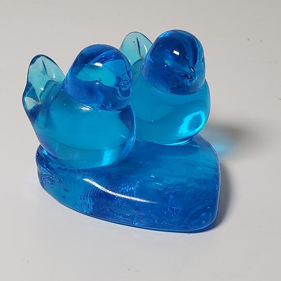 Bluebird Of Happiness Heart Love Bird Glass Statue Bright Blue Figurine Vtg 90s - Picture 1 of 10